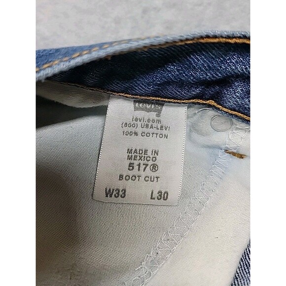 Vintage Levis 517 Denim Shorts Jorts Mens 32x12 High Blue Distressed Cut - Picture 9 of 13